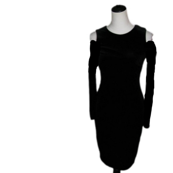 New Calvin Klein Black Cold Shoulder Dress Size 2 - Picture 3 of 5
